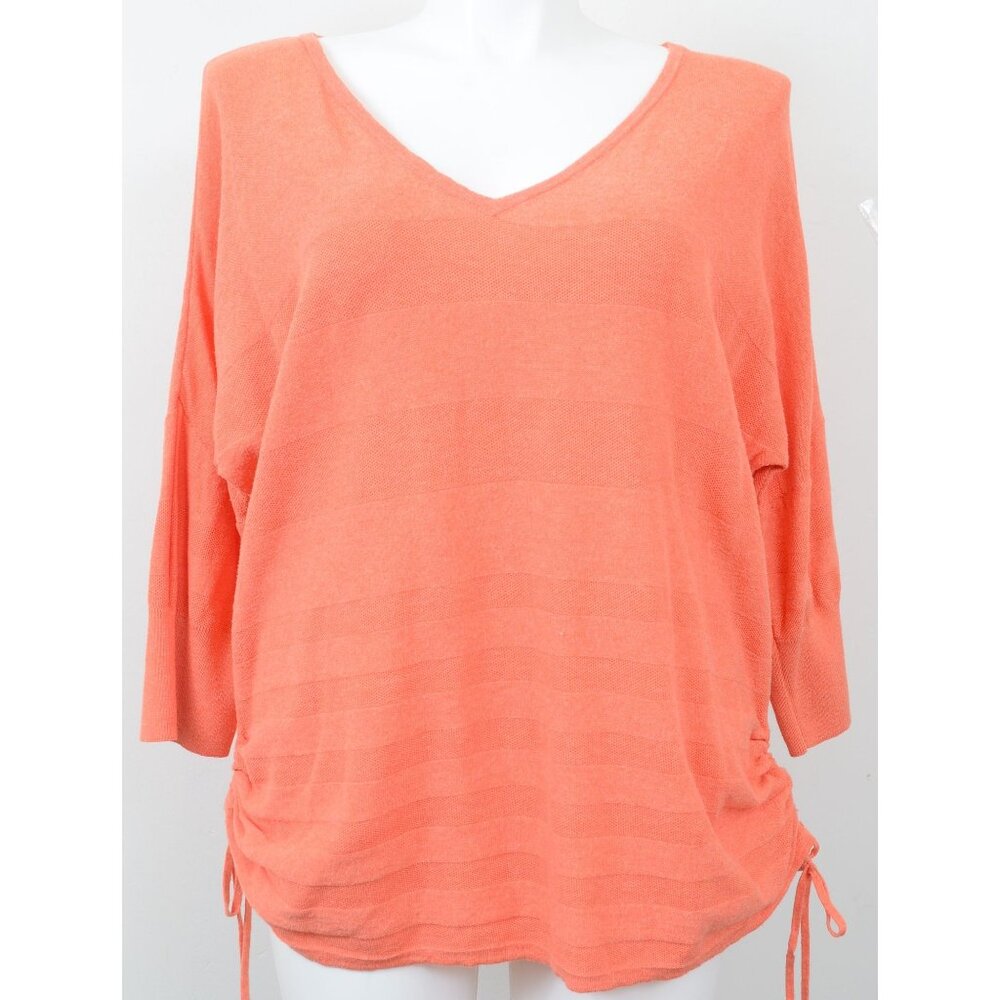 Lane Bryant PLUS‎ Size 18/20 Cotton Ruched 3/4 Sleeve Top Shirt V-Neck Travel